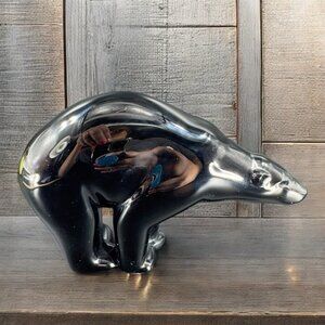 Rare Baccarat France Black Glass Crystal Bear Made By Georges Chevalier‎ Heavy